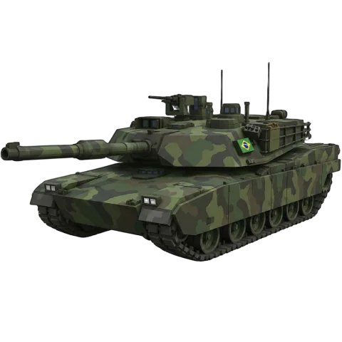 Player-generated Brazilian main battle tank with jungle camouflage and Brazilian flag