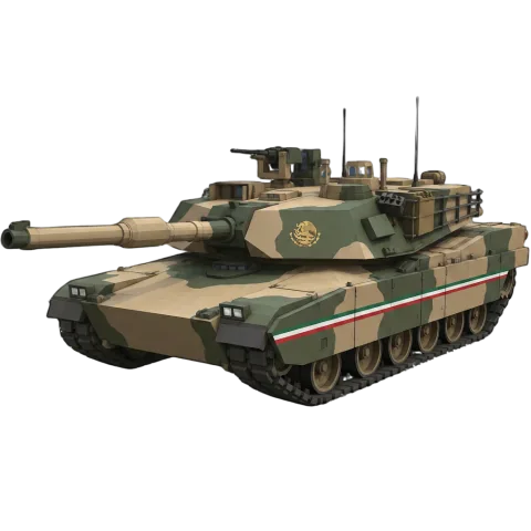 Player-generated Mexican main battle tank with tricolor stripe and golden eagle emblem